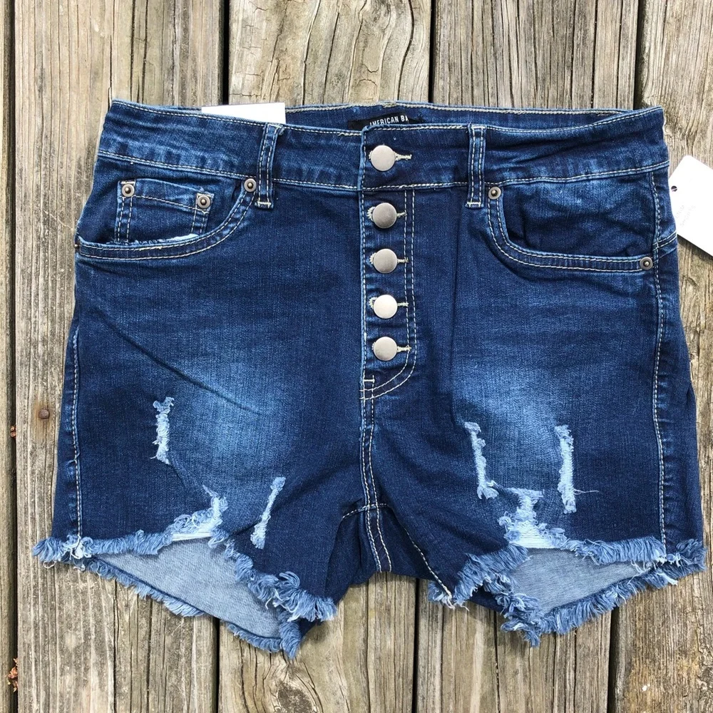 •L&B High Waist Button Fly Distressed Denim Shorts! NEW!